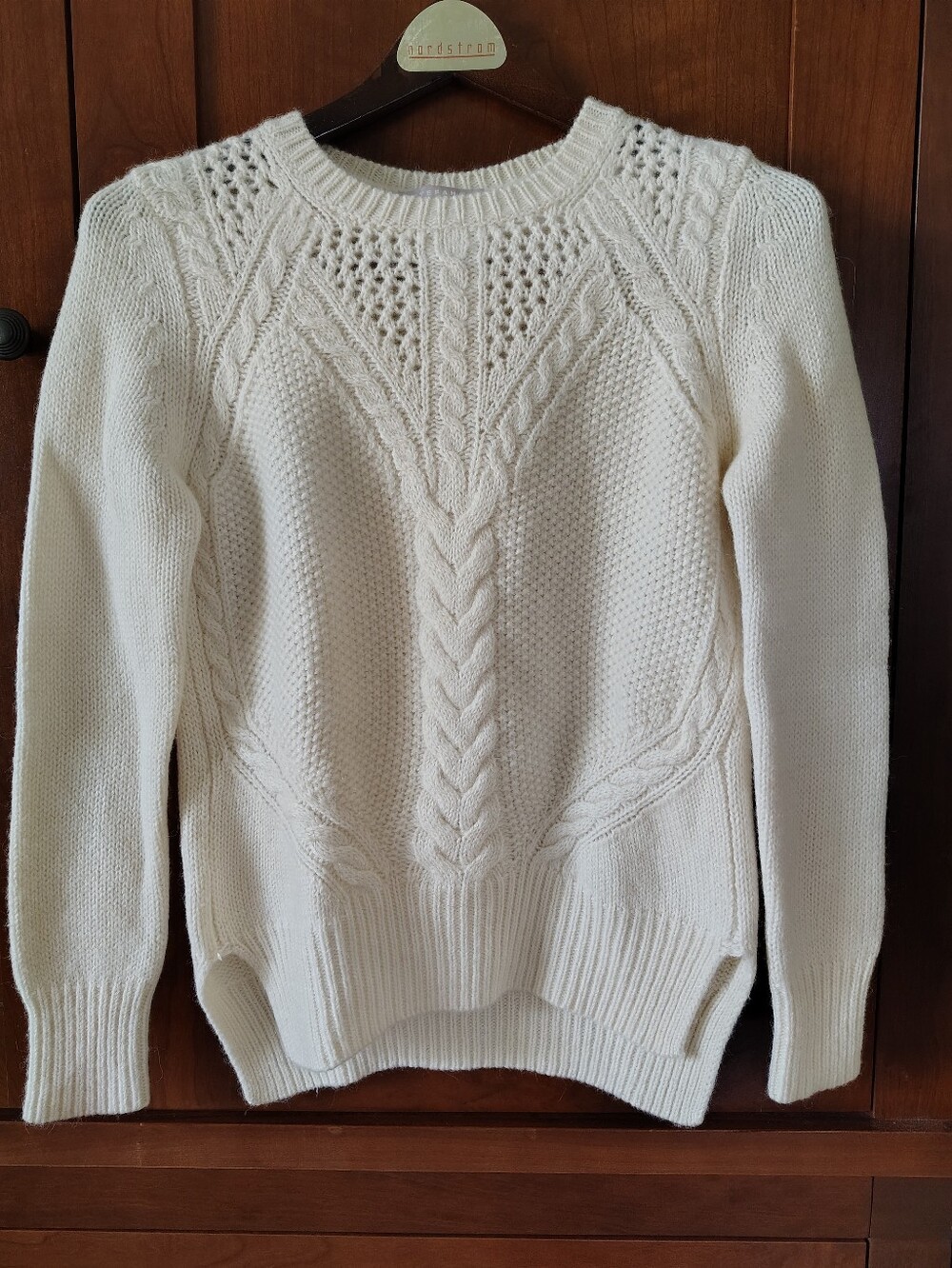 Stefanel Collectible Italian Yarn Wool Blend Cable Knit Cream Y2K Sweater-XS
